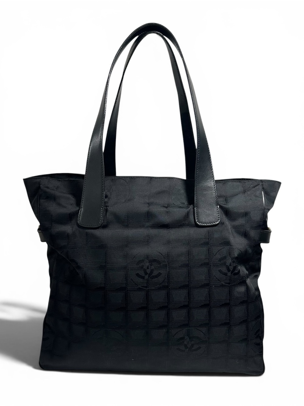 Chanel Black Leather & Nylon Travel Line GM Tote Bag